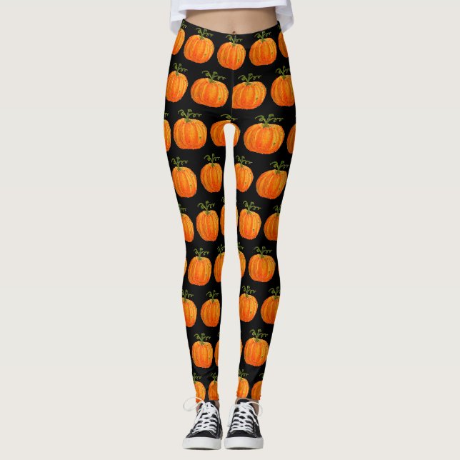 Leggings Halloween Citrouille Scare mignon Motif Orange Aut (Devant)