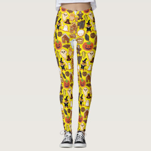 Leggings Halloween Cookies Collection Motif B Jaune BG