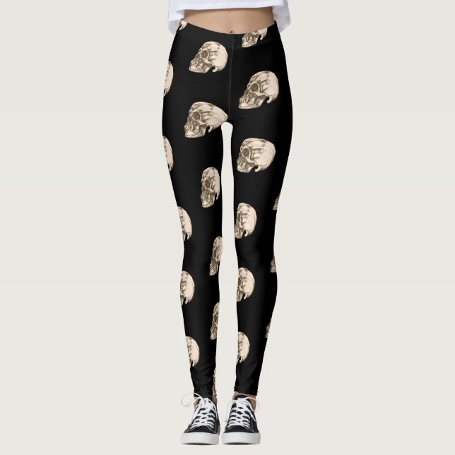 Leggings Halloween crâne et os (Devant)