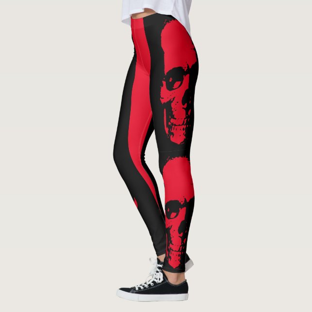 Leggings Halloween déplaisant rouge et noir Éffrayant (Gauche)