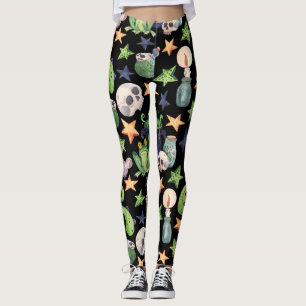 Leggings Halloween éffrayant : Motif à main foncée.
