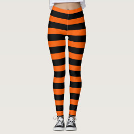 Leggings Halloween en bandes orange et noire