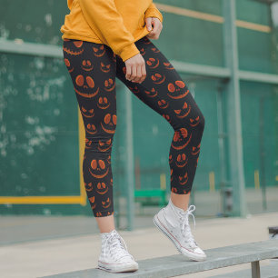 Leggings Halloween les yeux effrayants face moderne Black O