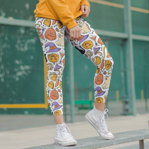 Leggings Halloween moderne Éffrayant Chat Citrouilles sorci