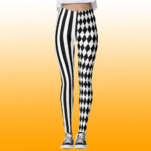 Leggings Halloween noir blanc rayures Harlequin Motif