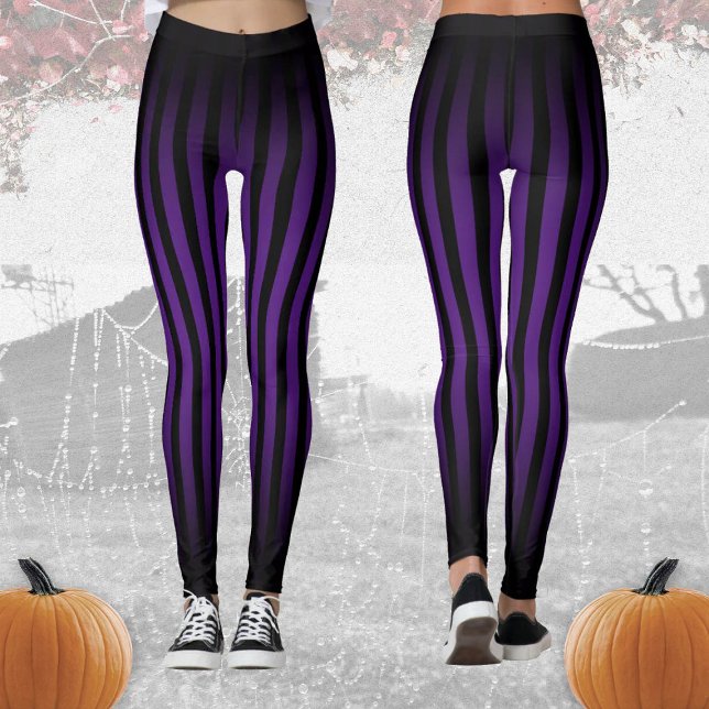 Leggings Halloween noir et violet rayures verticales ombre (Créateur téléchargé)