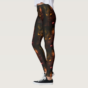 Leggings Halloween noir motif Yeux de chat Drôle Halloween