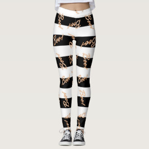 Leggings Halloween Orange BOO Noir et Blanc Rayé Festif