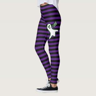 Leggings Halloween Partie Éffrayante Chat Cute Ghost Purple