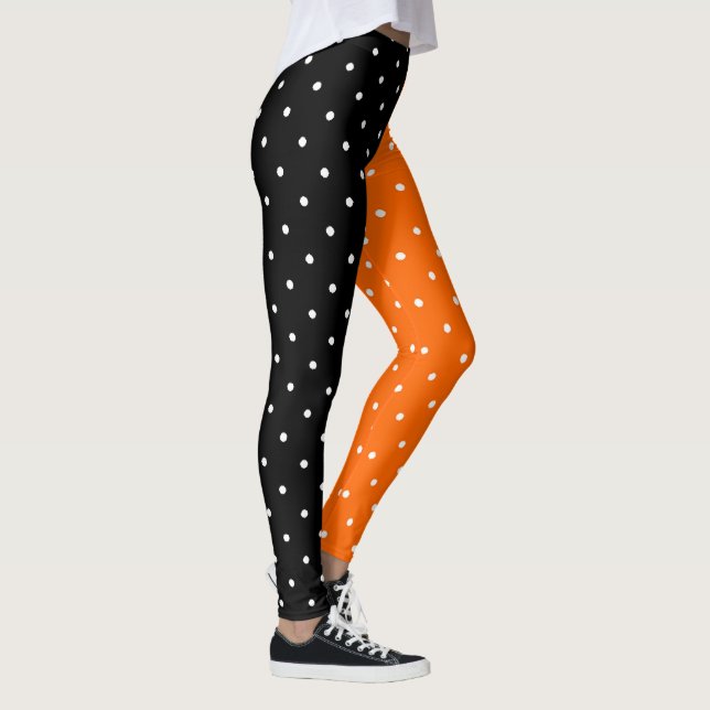Leggings Halloween Pois noir et orange (Droite)