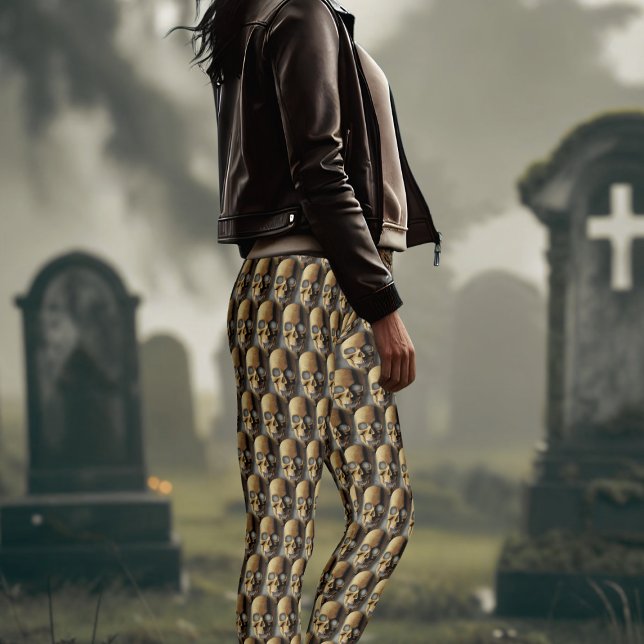 Leggings Halloween Skeleton Motif crâne Brown (Dare to wear these spooky skull pattern leggings?)