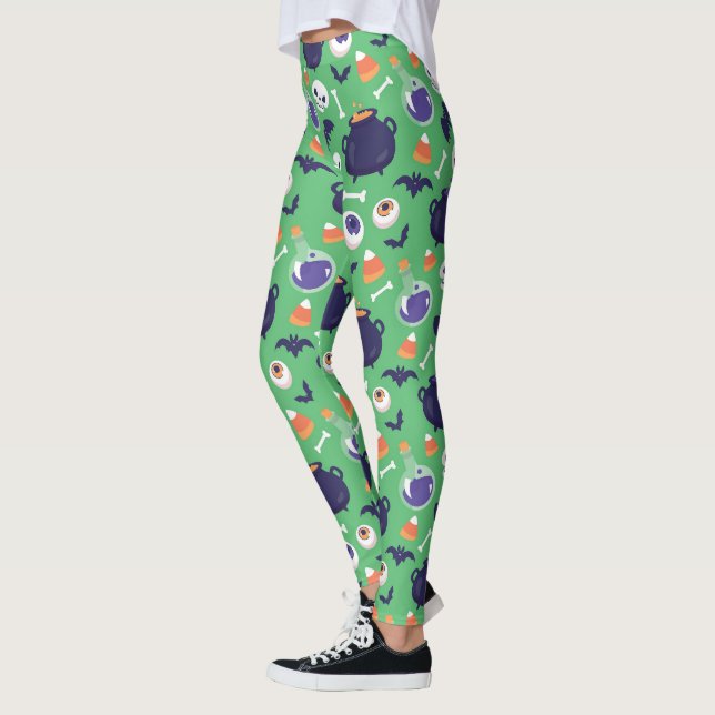 Leggings Halloween vert effrayant (Gauche)