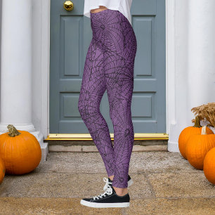 Leggings Halloween violet et Black Spider Web