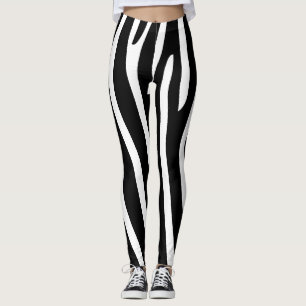 Leggings Halloween Zebra Stripes noir et blanc