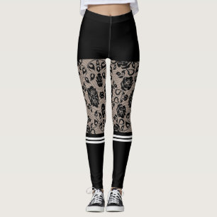 Leggings Hameçons de pêche à la dentelle noire Faux Courtes