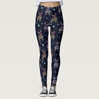 Leggings hand drawn cows