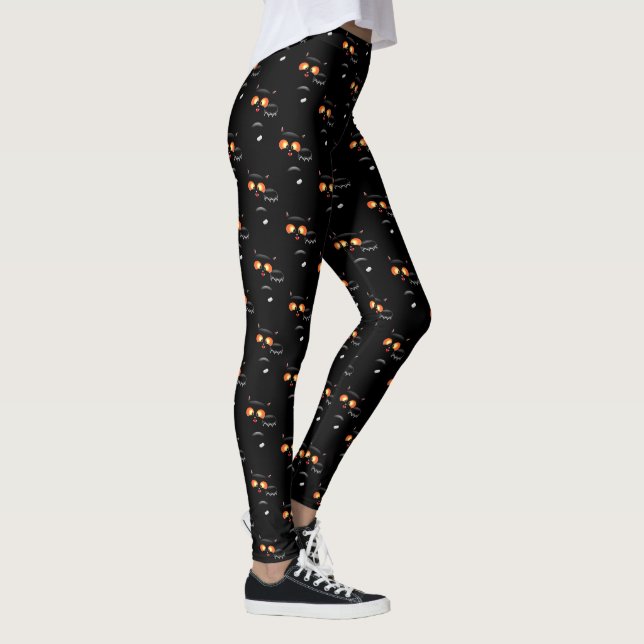 Leggings Happy Halloween Éffrayant Chat noir (Droite)