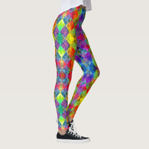 Leggings [Harlequin Cravate-Dye] À damiers fractal diamant