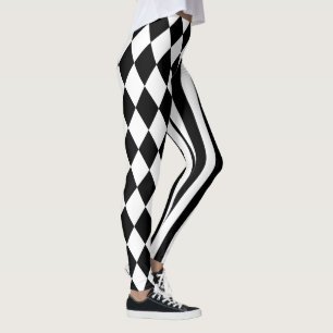Leggings Harlequin jester diamant rayé gothique