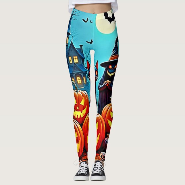 Leggings Haunted Halloween conception de nuit (Devant)
