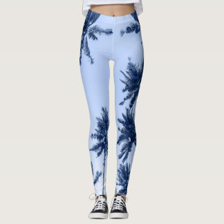 Leggings Hauts palmiers, ciel bleu clair.