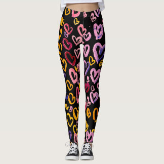 Leggings Hearts Galore : Aquarelle Motif sans couture