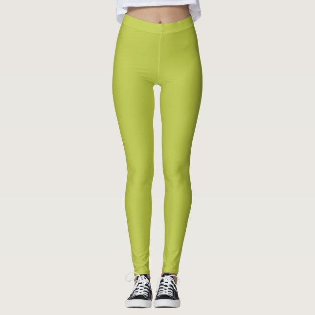Leggings Herbe citron vert clair de couleur solide (Devant)