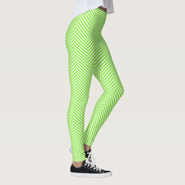 Leggings Héringouins vert et blanc en chevron (Droite)