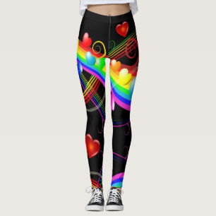 Leggings Heureuse Sainte-Valentin Joli Coeur Couleur Pop