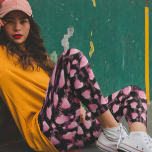 Leggings Heureuse Sainte-Valentin Love Script Coeurs roses