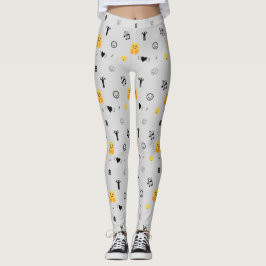 Leggings heureux, amour, sourire, musique emojis motif sur 
