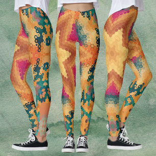 Leggings Hex Mandala Bleu orange et rose