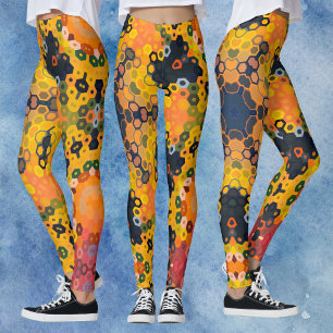 Leggings Hex Mandala jaune et orange
