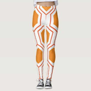 Leggings Hexagon abstract geometrical pattern en orange et
