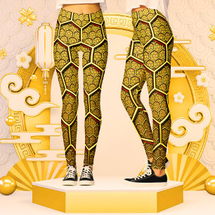 Leggings Hexagon brillant d'or Motif géométrique Abstrait