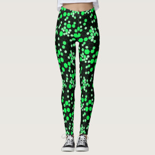 Leggings Hexagon motif 02b.Green Black BG
