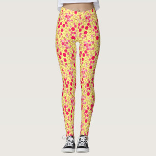 Leggings Hexagon motif 03b.Pink LYellow BG