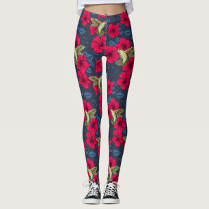 Leggings Hibiscus botanique vintage et colibri