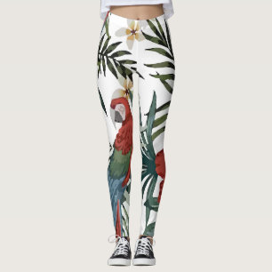 Leggings Hibiscus de perroquets Vintages tropicaux