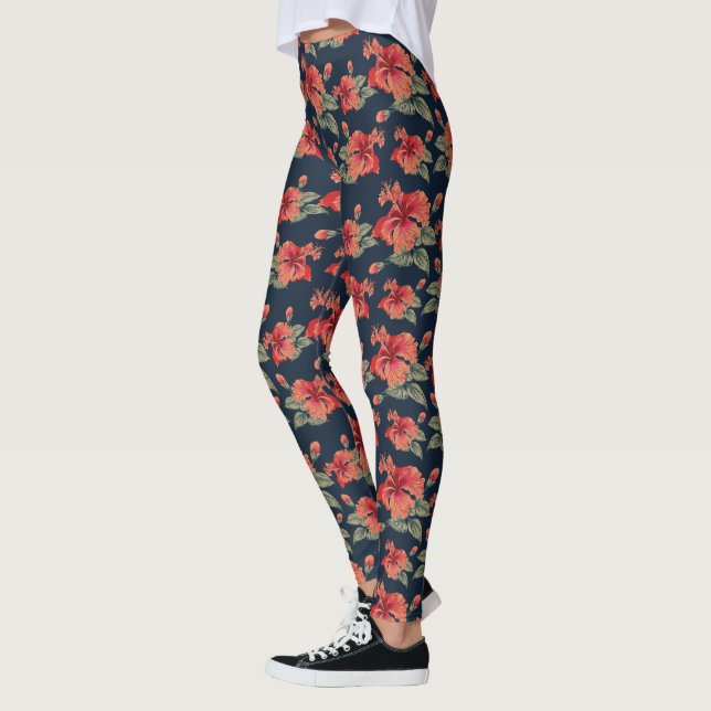 Leggings Hibiscus rouge tropical (Gauche)