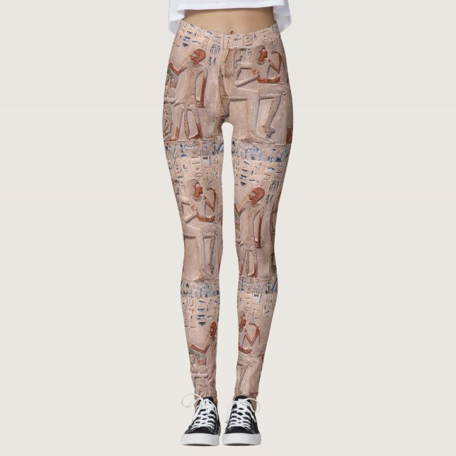 Leggings Hiéroglyphes égyptiens anciens Motif Yoga en cours (Devant)