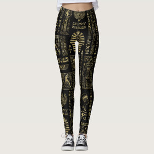 Leggings Hiéroglyphes et or égyptiens de divinités sur l