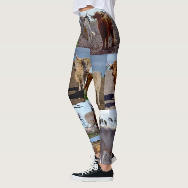 Leggings Highland Cow Photo Collage, (Gauche)