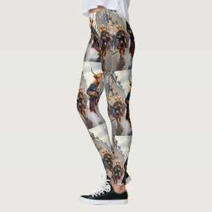 Leggings Highland Harmony : Bagpipe Highland Cow Band