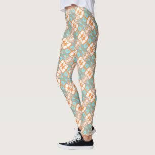 Leggings Hip Orange Jaune Turquoise bleu Oriental Art
