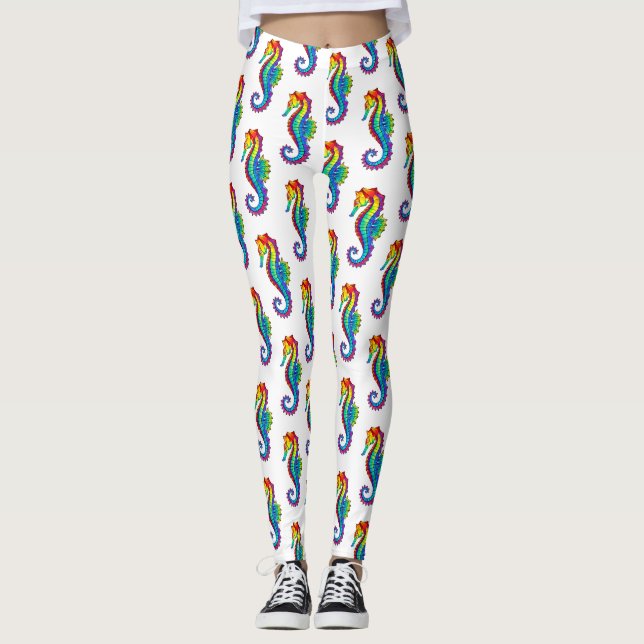 Leggings Hippocampe polygonal arc-en-ciel (Devant)