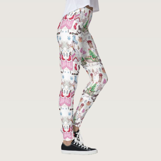 Leggings Histoire de fée de Noël peinte à la main (Droite)