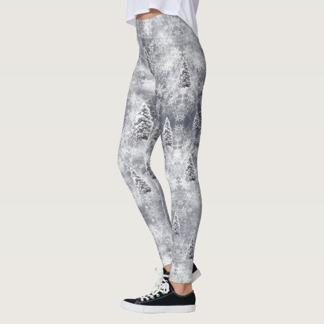 Leggings Hiver Abstrait Tree Grey Holiday (Gauche)