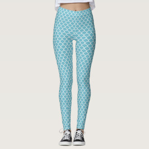 Leggings Hiver bleu ciel foncé Sirène de poisson échelle Le
