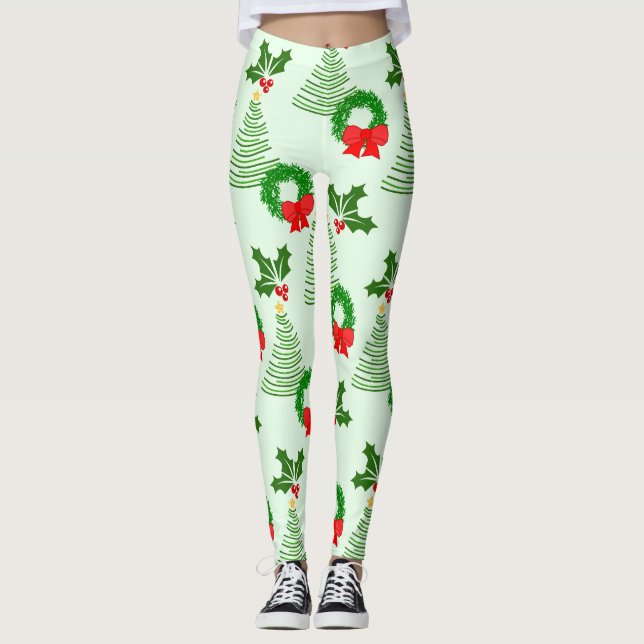 Leggings Holly, Arbres et Wreath, Oh Mon Dieu ! (Devant)